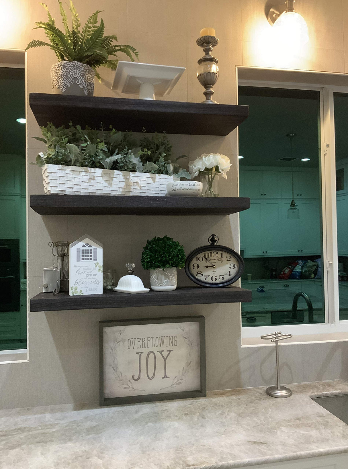 Joel's Antiques - 60 Inch Wooden Floating Shelves for Wall - Made of Natural Wood - Long Heavy Duty Rustic Fireplace Mantel & Book Shelf - Perfect for Living Room - Mocha 60x10x2 in joelsantiques