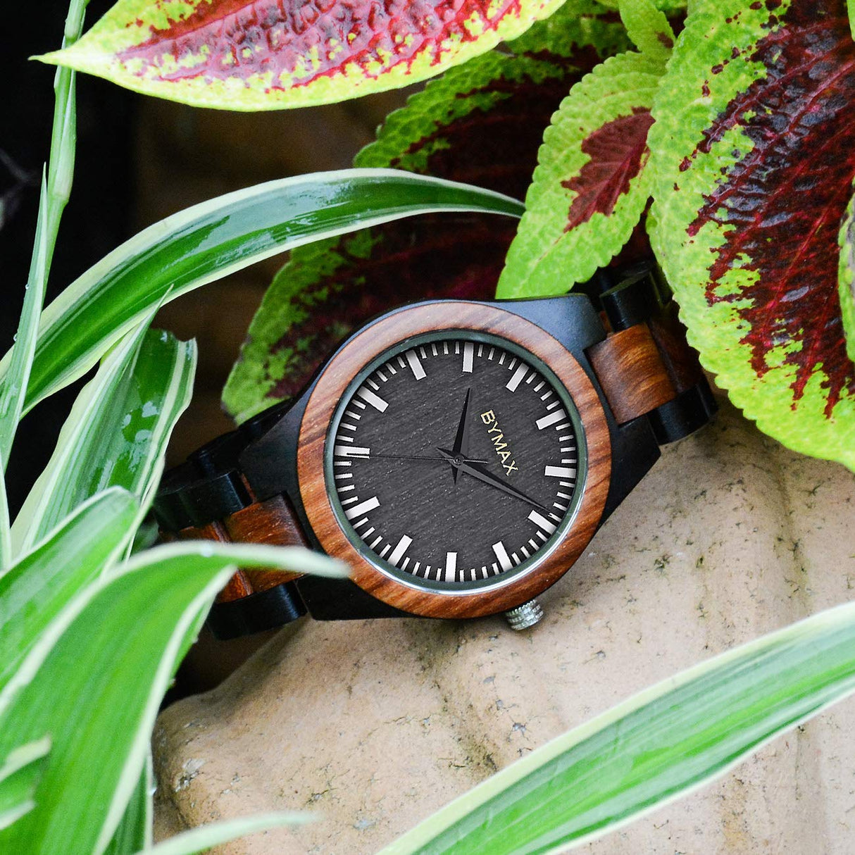BYMAX Personalized Name Wooden Watch, Custom Engraved Wood Watch Gradulation Birthday Anniversary Wedding Gifts for Men Groomsmen Husband Son BYMAX