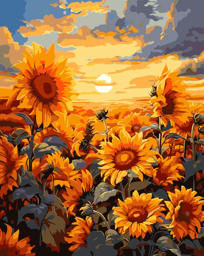 ARPADAMO Adults Beginners Paint by Number Kits,Sunset Sunflowers Painting by Number Kits On Canvas,Without Frame DIY Oil Painting Acrylic Paints, Home Wall Decor Gift 15.6×19.5in