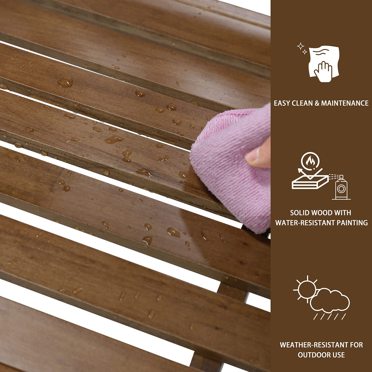 MUPATER Outdoor Patio Hanging Wooden Porch Swing 5FT with Chains, 3-Person Heavy Duty Swing Bench for Garden and Backyard, Wood Brown MUPATER