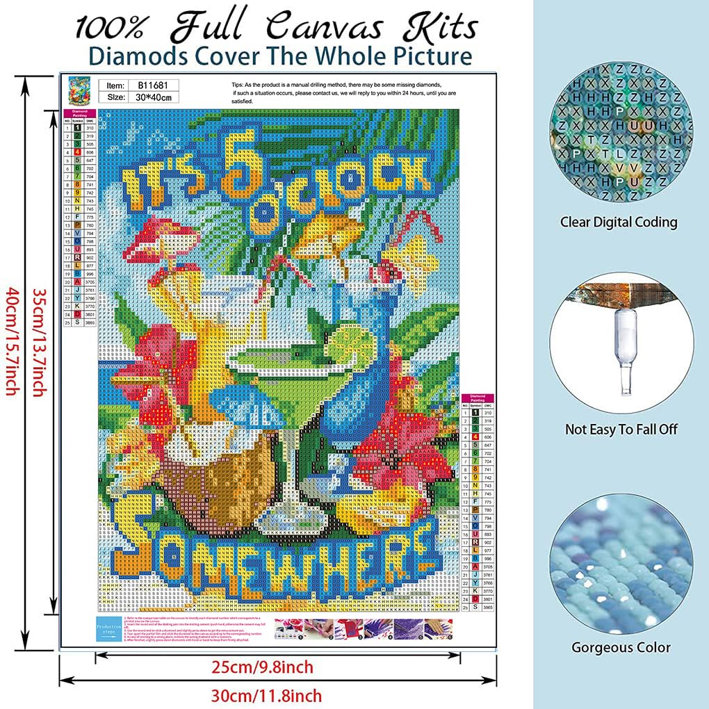 SOTYIOO Diamond Painting Kits for Adults.Summer Diamond Art Full Drill Round Gem Art 5D Diamond Dots Suitable Home Wall Decor 12x16inch SOTYIOO
