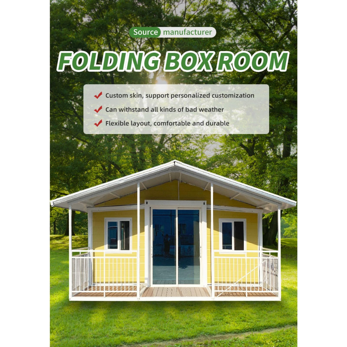 20ft Foldable Prefab Container House Modular Home 3 Bedroom with Bathroom and Kitchen Ideal for Adult Living in Prefab Tiny Homes Generic