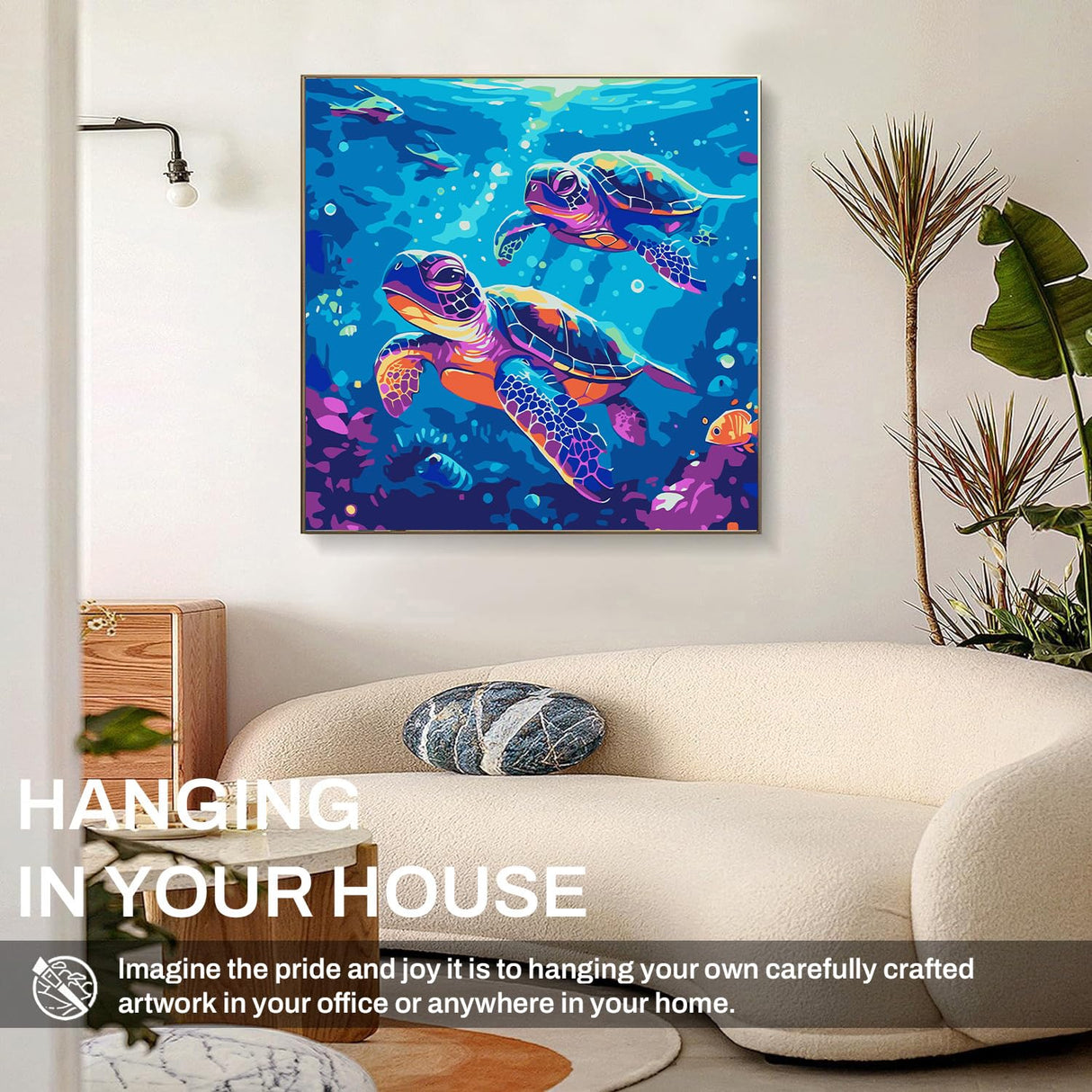 WEMEON Sea Turtle Paint by Numbers Kit for Kids with Framed- Easy Paint by Numbers Kit for Kids Age 4-12, Simple Painting Paint by Numbers for Gift Home Wall Decor(10x10Inch) WEMEON