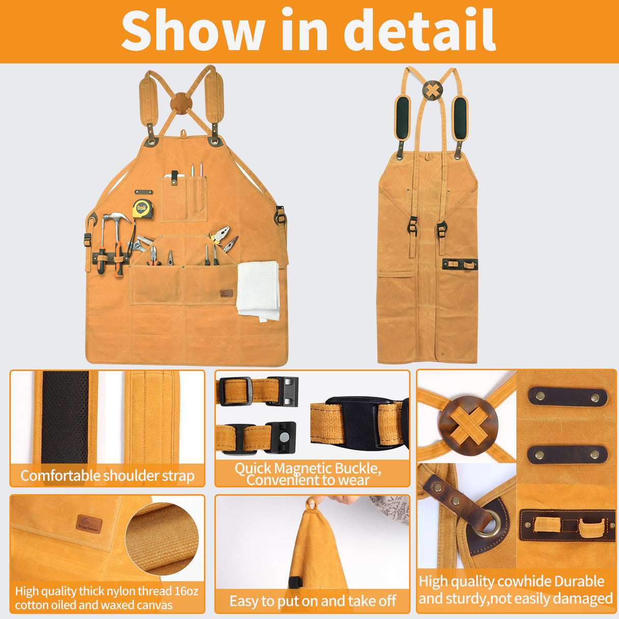 Strong Hammer Tool Aprons,Woodworking Apron,Versatile Apron with Multiple Pockets - Perfect,Apron For Men Women,Kitchen Aprons For Women,M-XXXL Strong Hammer