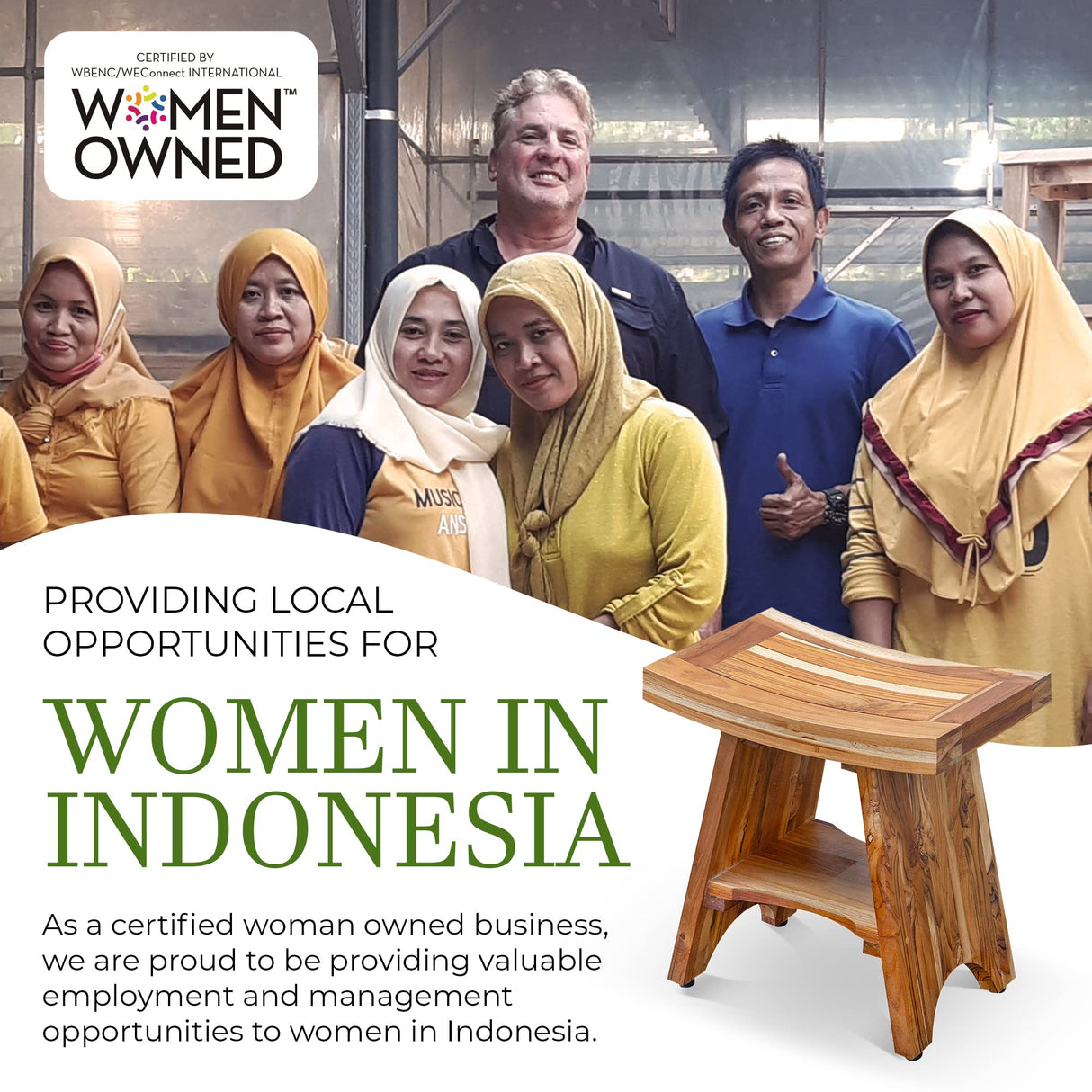 EcoDecors, Serenity, 18", Teak Shower Bench, Teak Shower Stool, Teak Shower Seat, Teak Shower Bench For Inside Shower, Teak Bathroom Bench, Teak Shower Bench For Inside Shower, 18" Inch Height EcoDecors