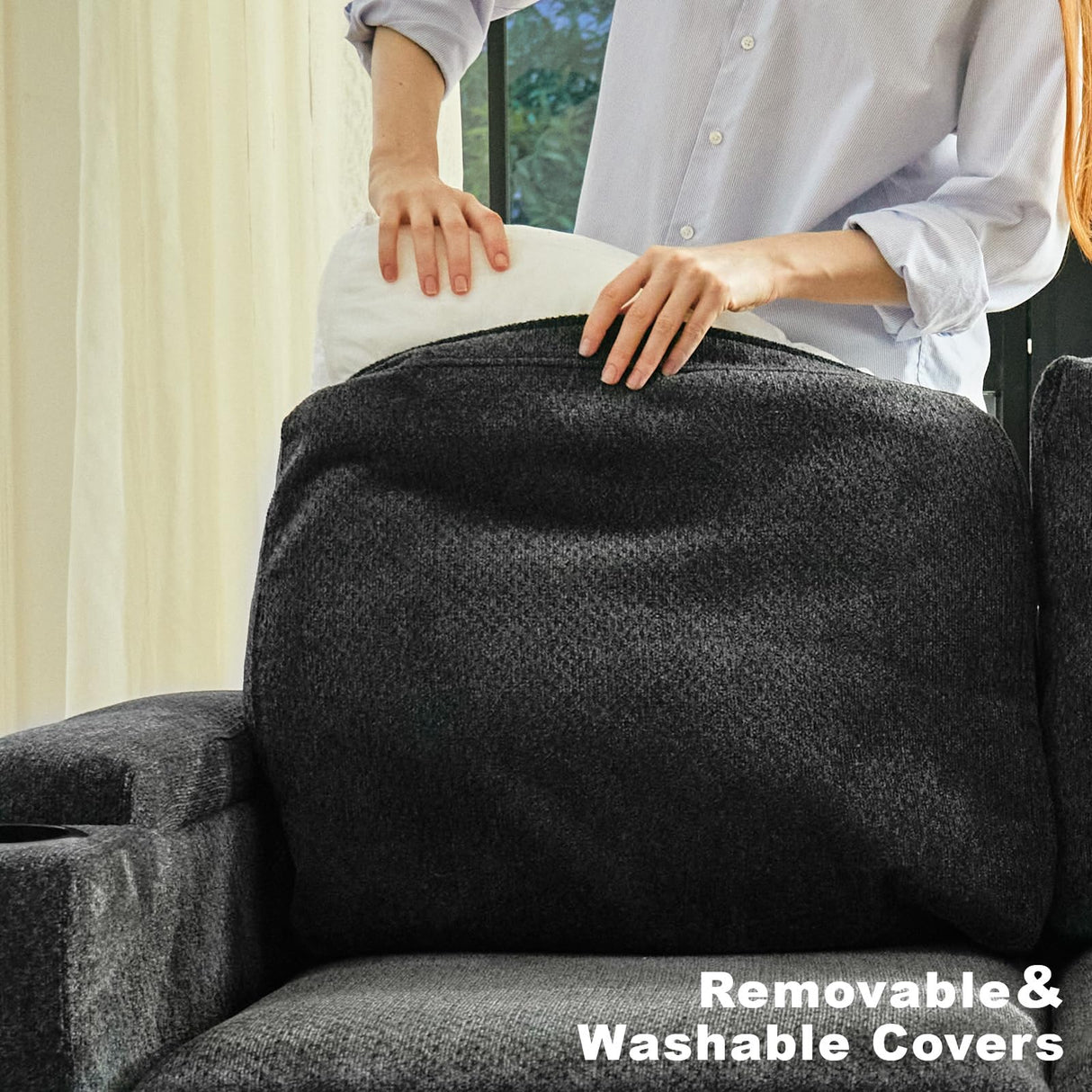 Belffin Chenille Modular Sectional Sofa Convertible L Shaped Corner Couches for Living Room with Storage Armrest with Cup Holder Dark Grey Couch Belffin