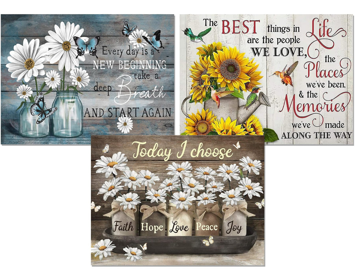 Diamond Art Kits for Adults - 3 Pack Inspirational Diamond Painting Kits for Adults, 5D Round Full Drill Vase Gem Art, Paint by Diamonds Pictures DIY Crafts Kits 16x12inch Axquilon