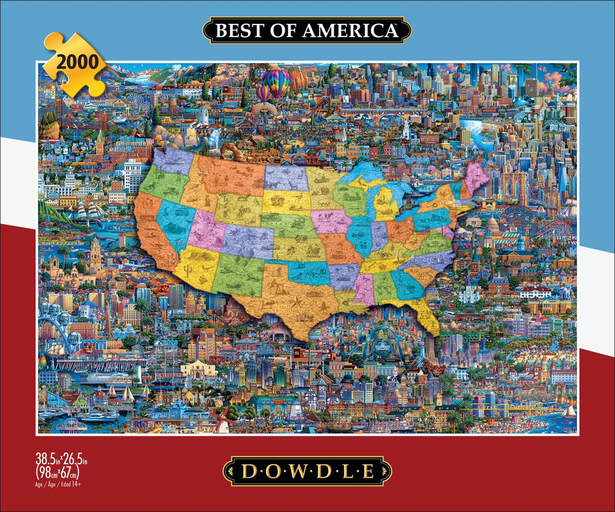 Buffalo Games - Dowdle - Best of America - 2000 Piece Jigsaw Puzzle for Adults Challenging Puzzle Perfect for Game Nights - Finished Size 38.50 x 26.50 Buffalo Games