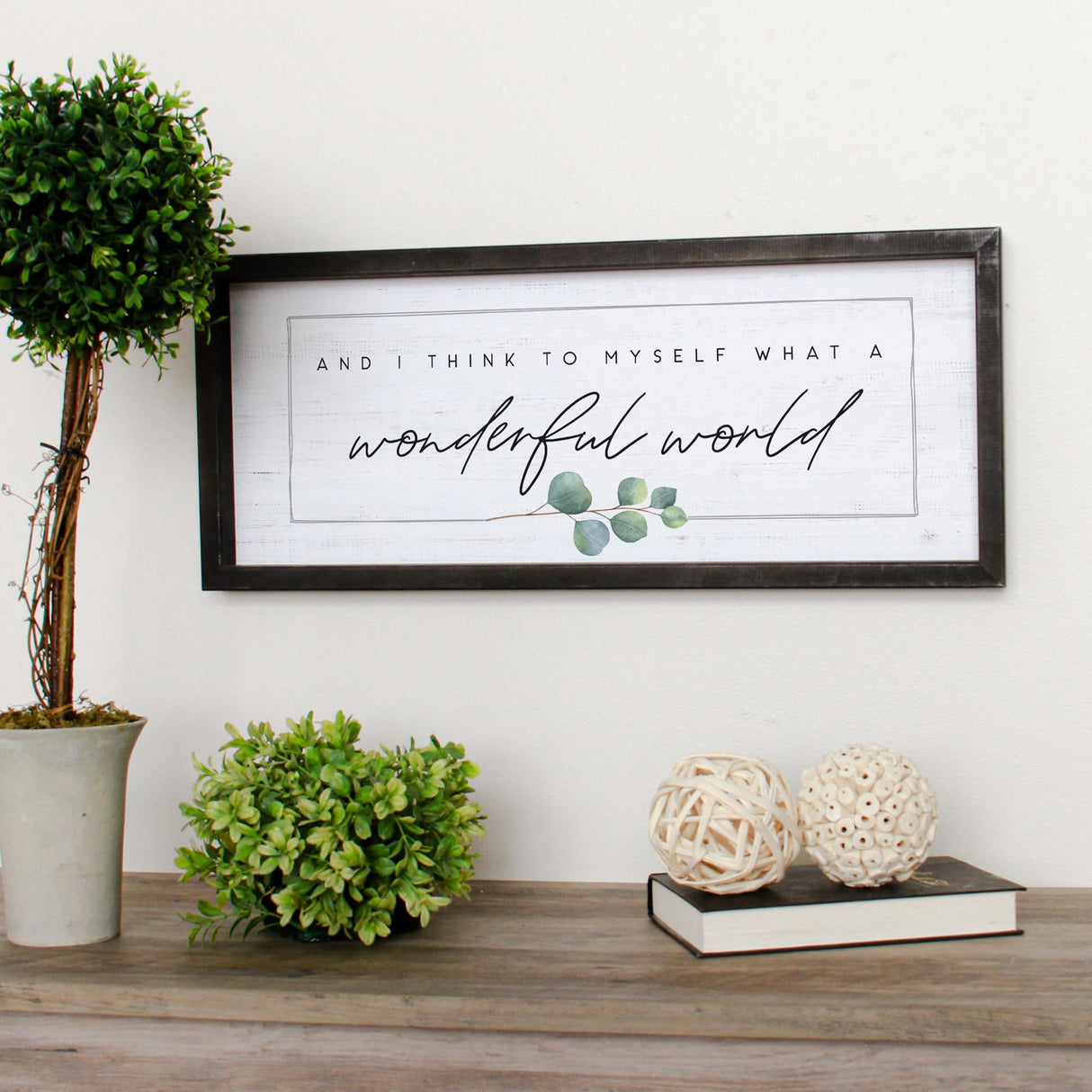 Simply Said, INC Farmhouse Frames What a Wonderful World Wooden Sign, Rustic Framed Wall Art, Inspirational Farmhouse Home Decor, 10 x 24 Inch Simply Said, INC