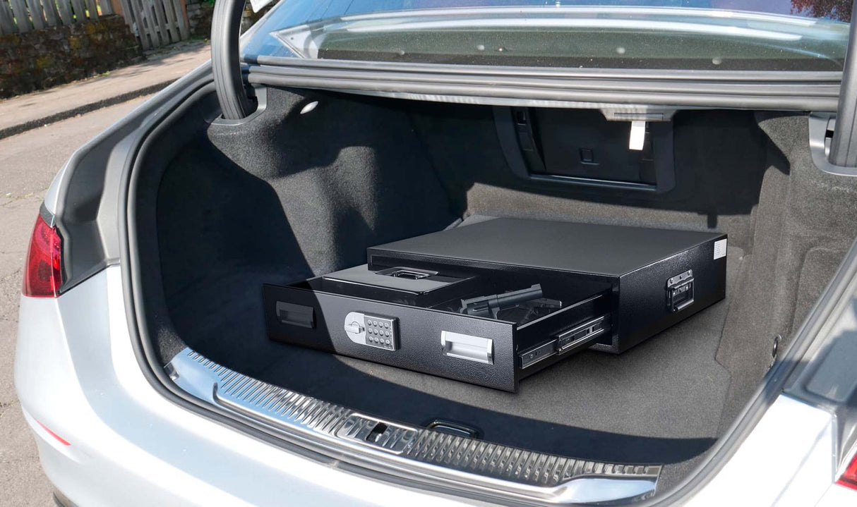 Under Bed Gun Safe Drawer for Pistol - Long Storage Case for Car Trunk Gun Storage - Pistol Safes for Home Jewelries and Pistols, Horizontal Gun Safe POCHAR