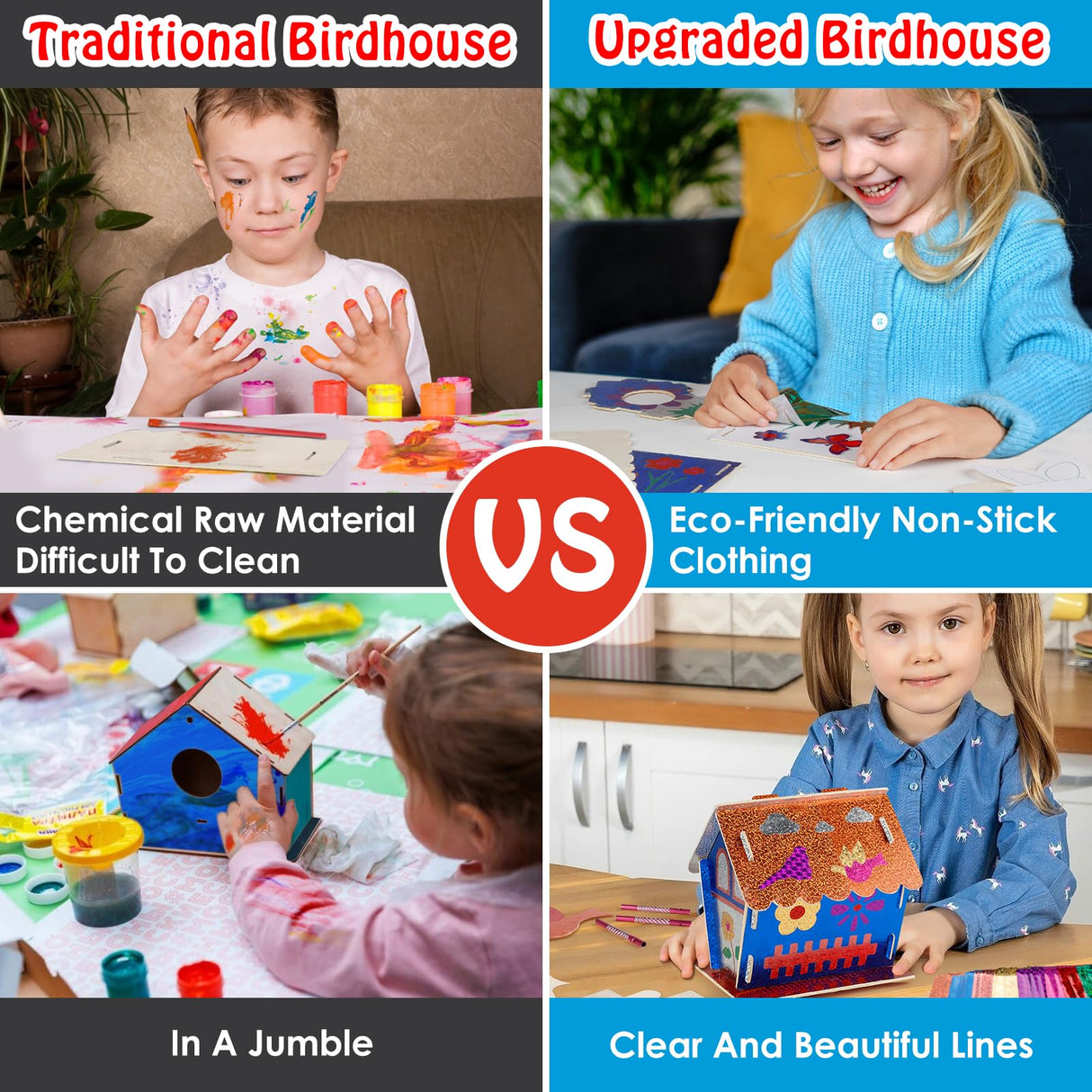 Kids Crafts for Ages 6-14, 2 Pack Montessori Bird House/Foil/Wind Chime/Stickers, Genius Designer DIY Birdhouse Wooden Art Set, Idea Birthday for Girl Boy Children 6 7 8 9 10 Year Old Jamboa