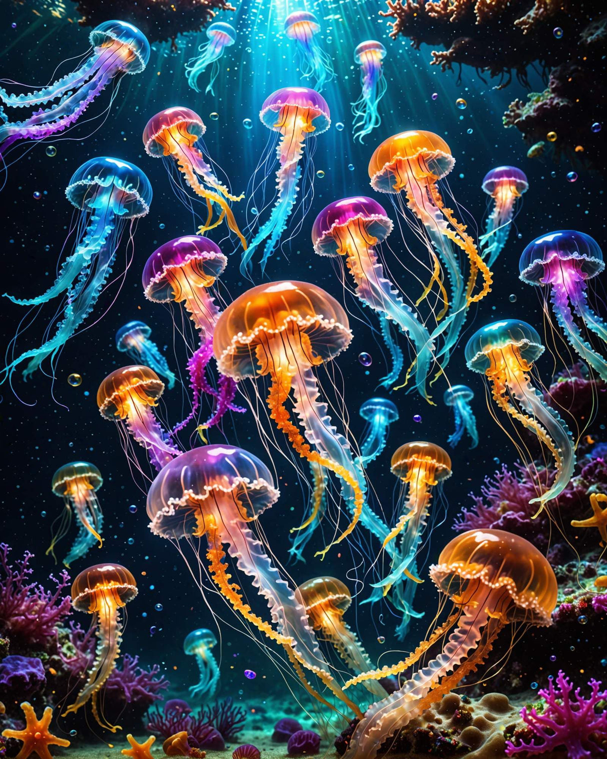 Paint By Numbers Kit For Adults Beginner, Colourful Jellyfish Adult Paint By Number Kits On Canvas Ocean Animal Adults' Paint-By-Number Kits Diy Oil Painting Kits For Gift Home Wall Decor 16x20 Inch ldazao