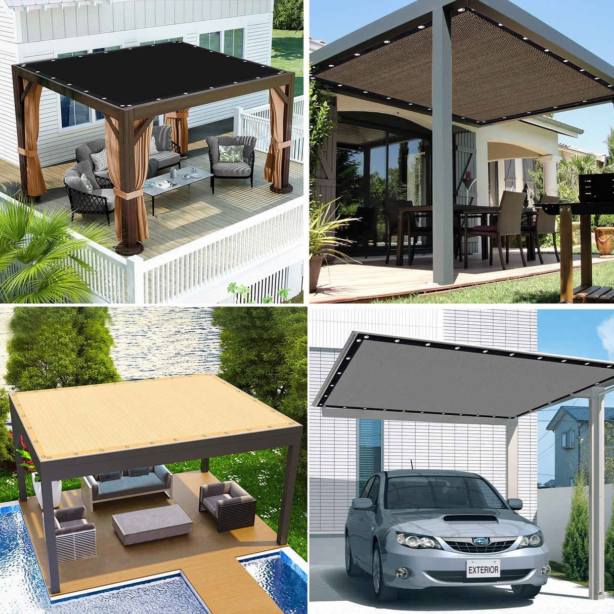 KANAGAWA 90% Sun Shade Cloth 10'X 10' Outdoor Pergola Shade Cover Canopy with Grommets UV Block Privacy Screen for Patio, Backyards, Outdoor, Carport, Garden, Mocha KANAGAWA