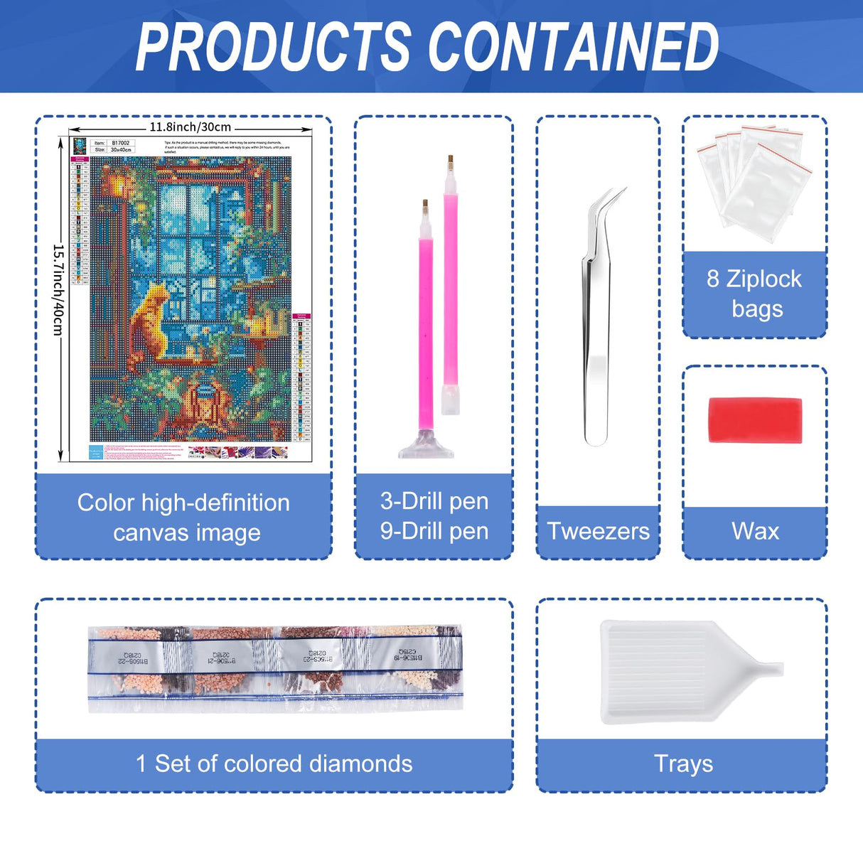 Diamond Art Kits for Adults Cat, 5D Window Landscape Diamond Painting Kits for Adults Beginners, DIY Potted Plant Full Round Dots Drill Gem Art Kit for Gift Home Wall Decor 12 x 16 Inch Camocin