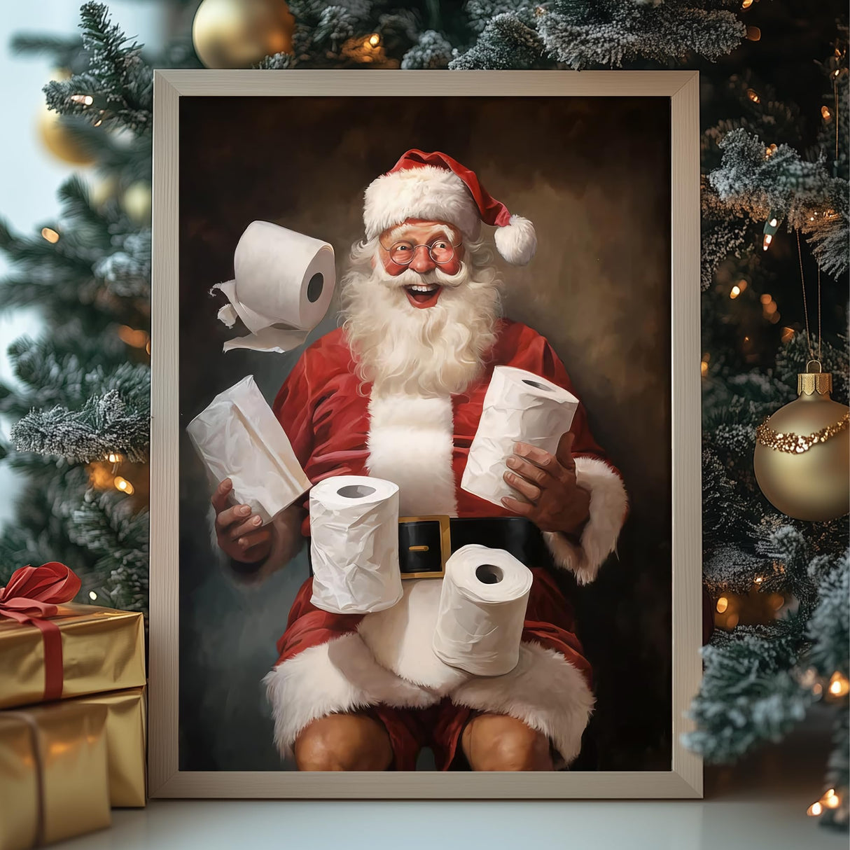 zhuoyaju Funny Bathroom Wall Art Diamond Painting Kits for Adults, 5D Christmas Santa Diamond Art Kits for Beginner, DIY Full Round Drill Diamond Dots Gem Painting Kit for Home Wall Decor 12x16 Inch zhuoyaju