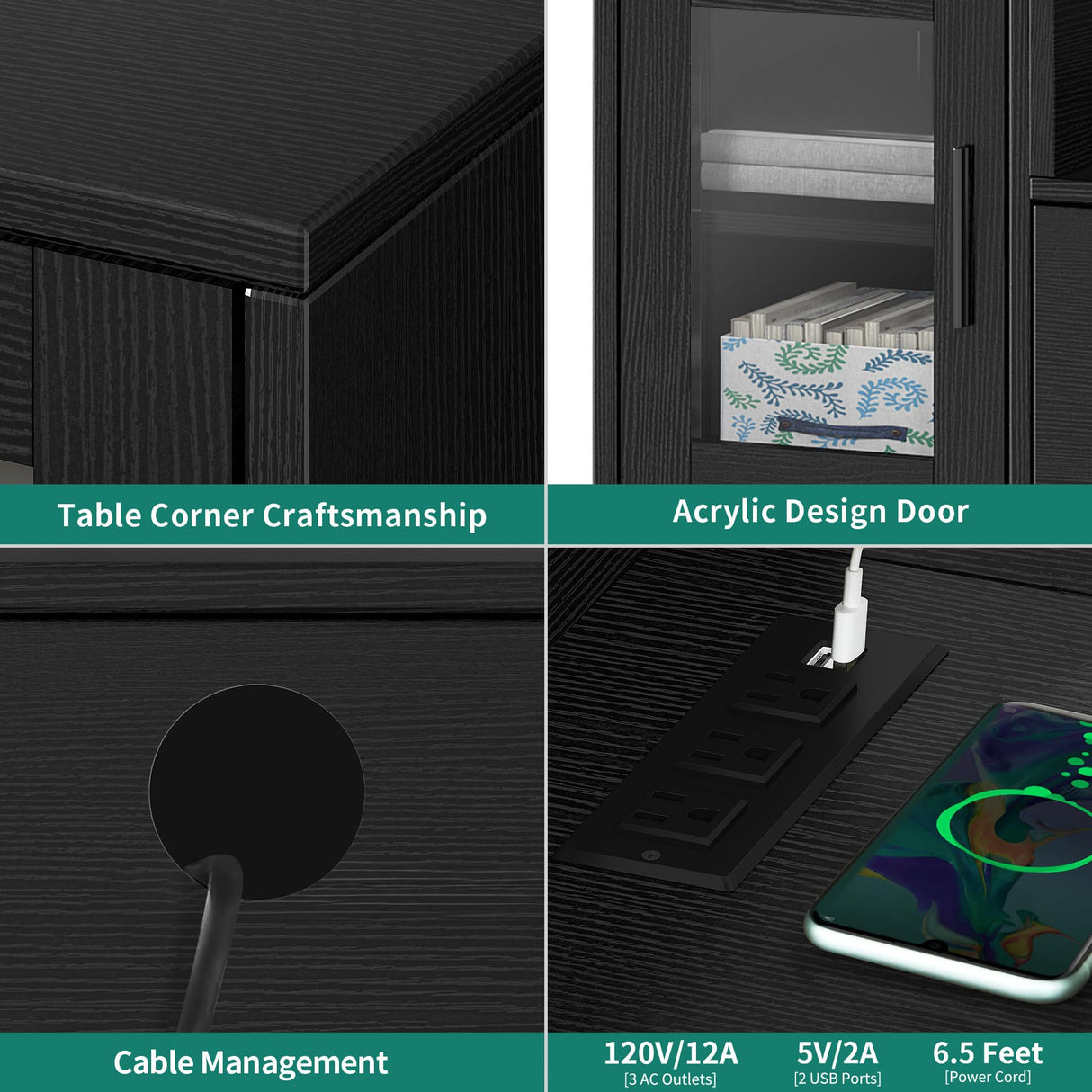 YITAHOME TV Stands for Living Room, Modern TV Stand for 65/70 inch TV, LED TV Entertainment Center with Storage & Power Outlets, TV Console Cabinet, Black YITAHOME