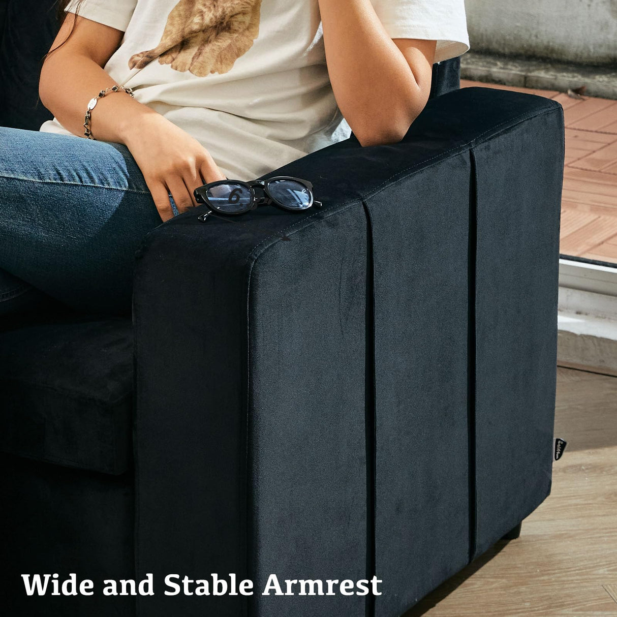 Belffin Modular Sectional Sleeper Sofa with Pull Out Couch, L Shaped Sleeper Pull Out Bed, Convertible Sectional Couches for Living Room, Black Belffin