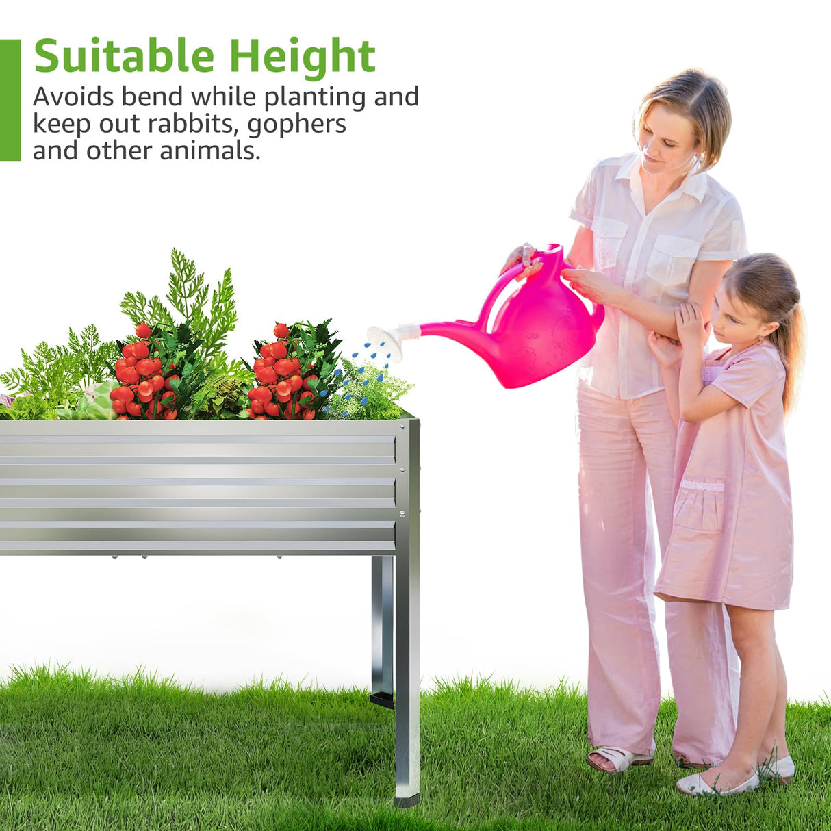 FOYUEE Galvanized Raised Garden Bed with Legs Outdoor Elevated Planter Box Stand Up Metal Flower Beds for Patio Vegetable Herb FOYUEE