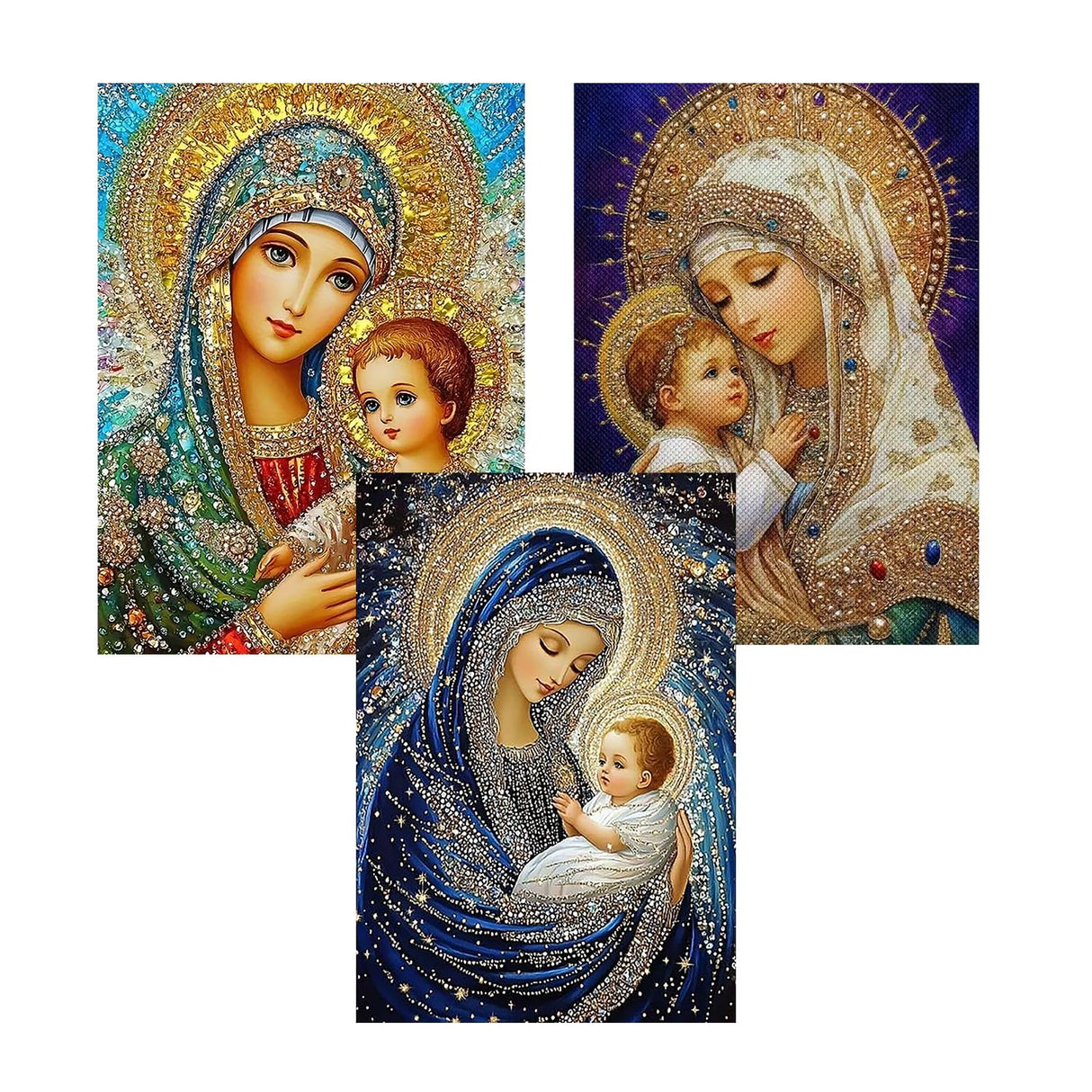 CHWGLFGG 5D Diamond Art Kits for Adults Beginners, 3 Pack Virgin Mary Diamond Painting Kits, DIY Full Round Drill Paint by Diamonds Dot Gem Art for Adults, Home Wall Decor 12x 16 Inch CHWGLFGG