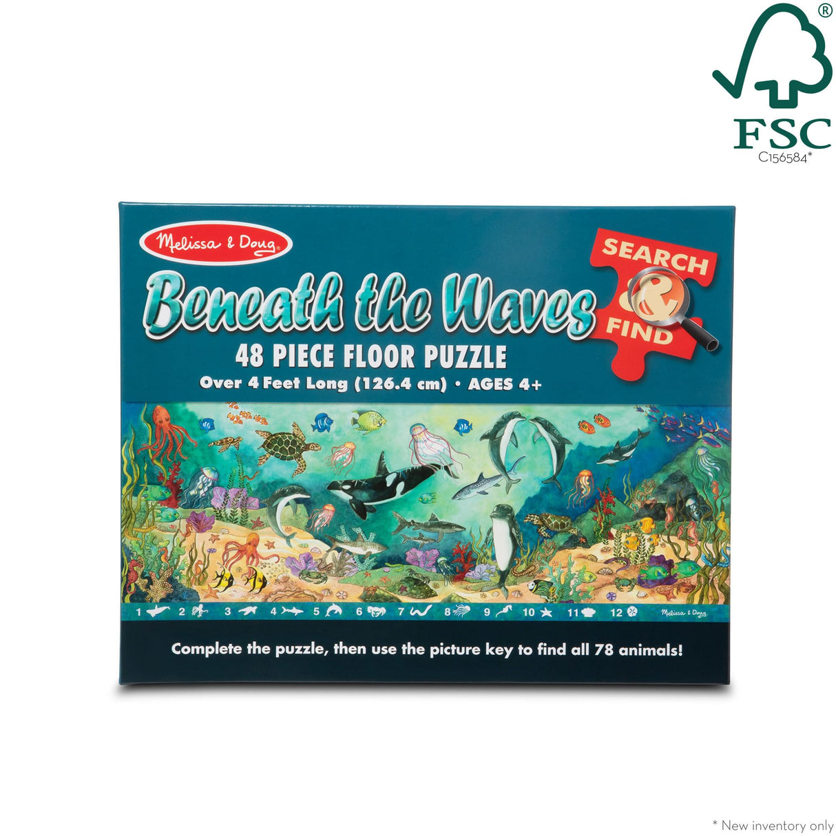 Melissa & Doug Search and Find Beneath the Waves Floor Puzzle (48 pcs, over 4 feet long) - FSC Certified Melissa & Doug