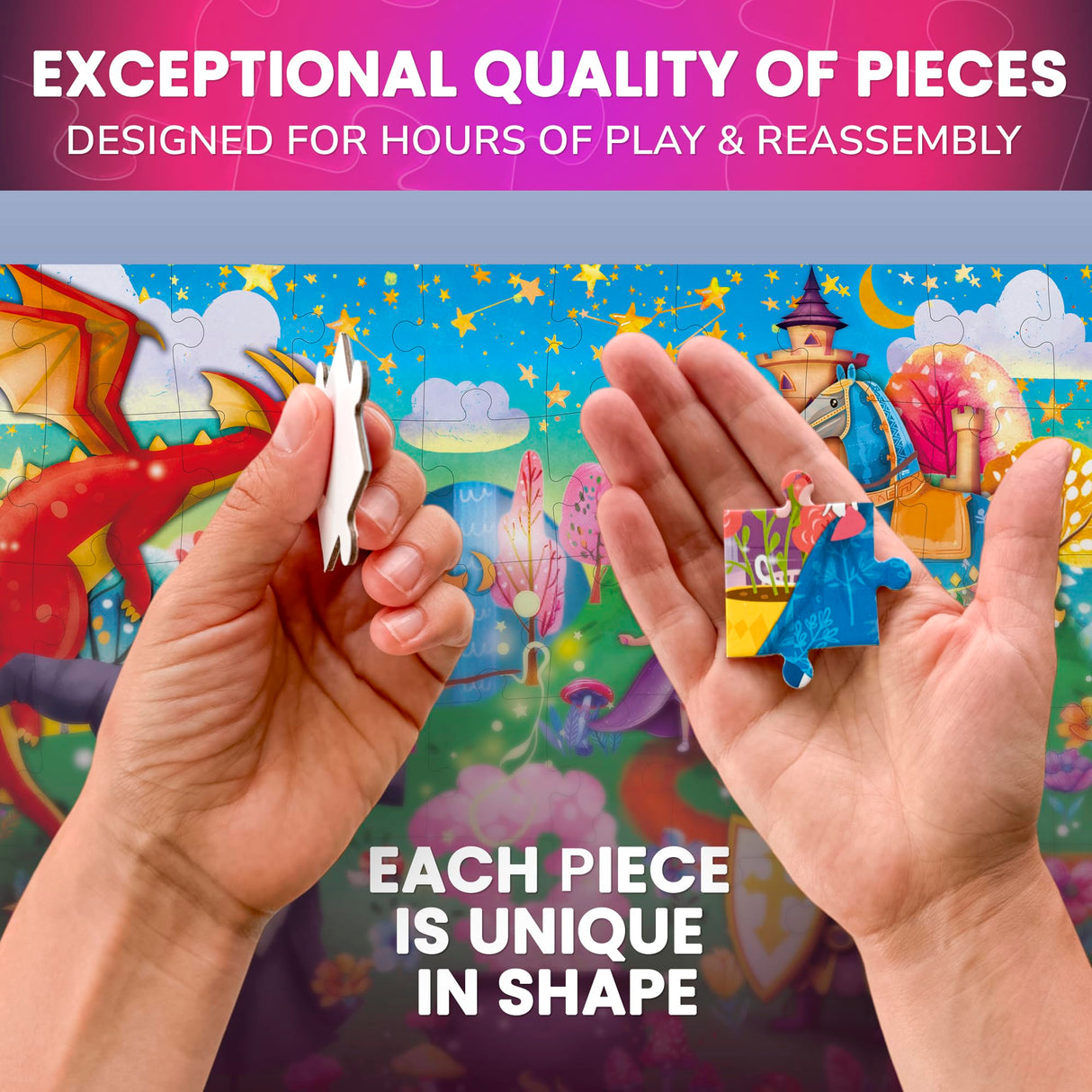 QUOKKA 4x60 Piece Puzzles for Kids Ages 4-6 – Glow-in-The-Dark Puzzles for Kids 4-8 I Unicorns, Mermaids, Fairy Tale I Fun Educational Toddler Puzzles for Boys and Girls – Educational Game Toys Gift QUOKKA