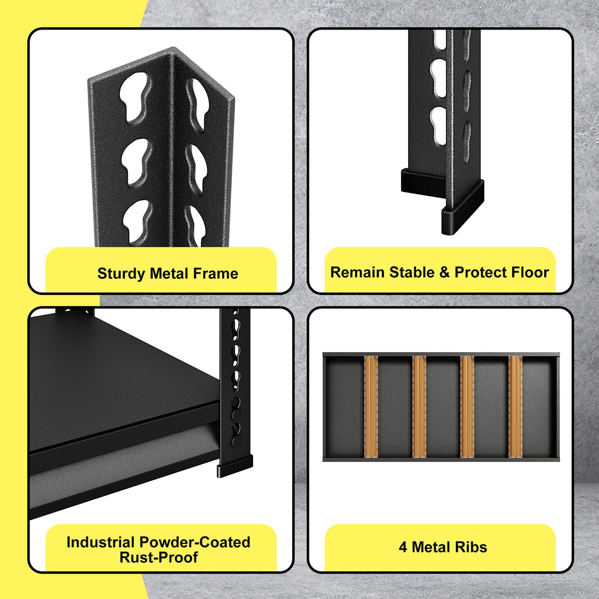 SDXYSTCE 48" W Garage Storage Shelves Heavy Duty, 3000LBS Loads Adjustable Garage Shelving, 5-Tier Metal Shelving Units and Storage Racks, Industrial Utility Shelf,48" Wx24 Dx78 H, Black SDXYSTCE