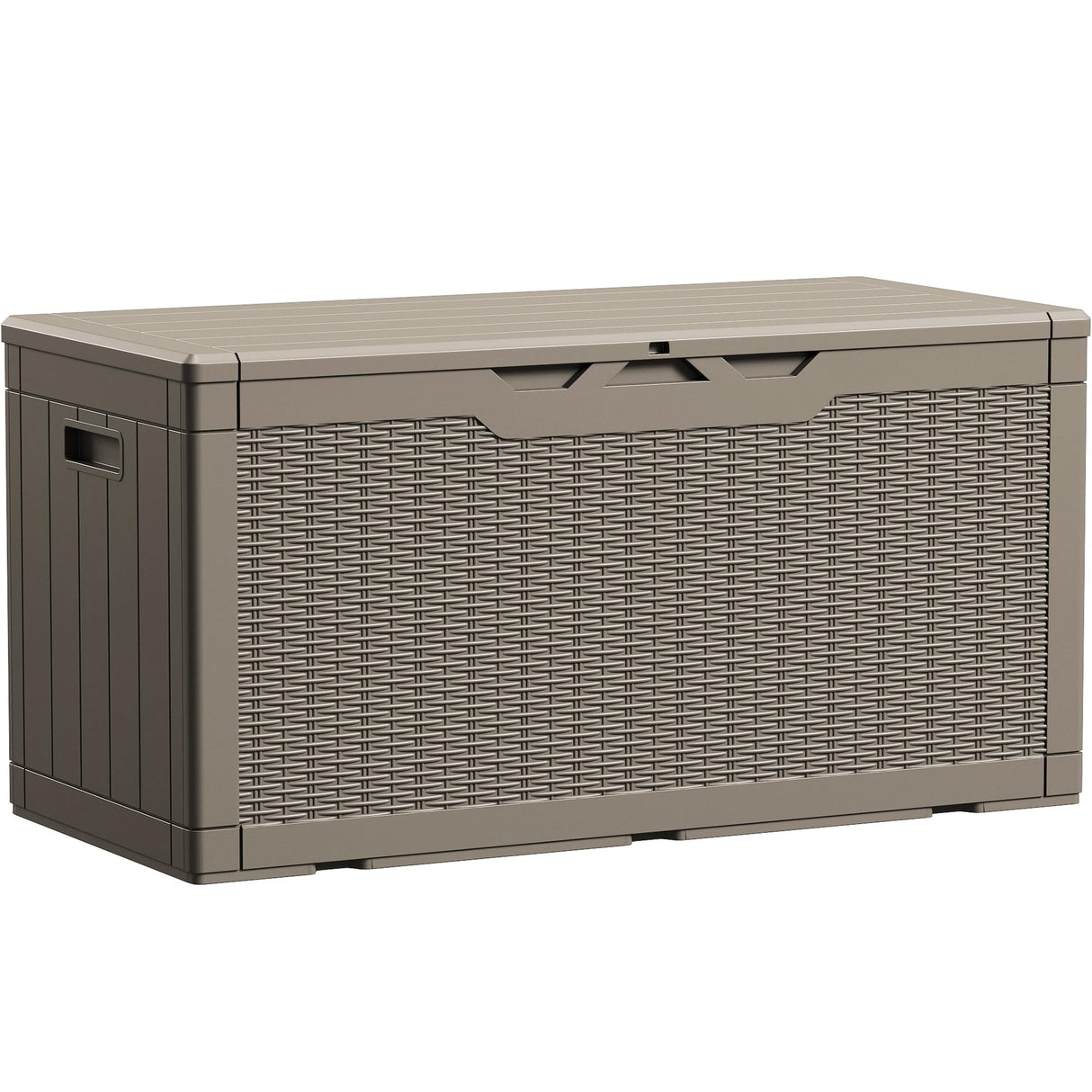 Devoko 100 Gallon Waterproof Resin Deck Box with Lockable Lid and Stylish Rattan Design for Indoor and Outdoor Storage Devoko