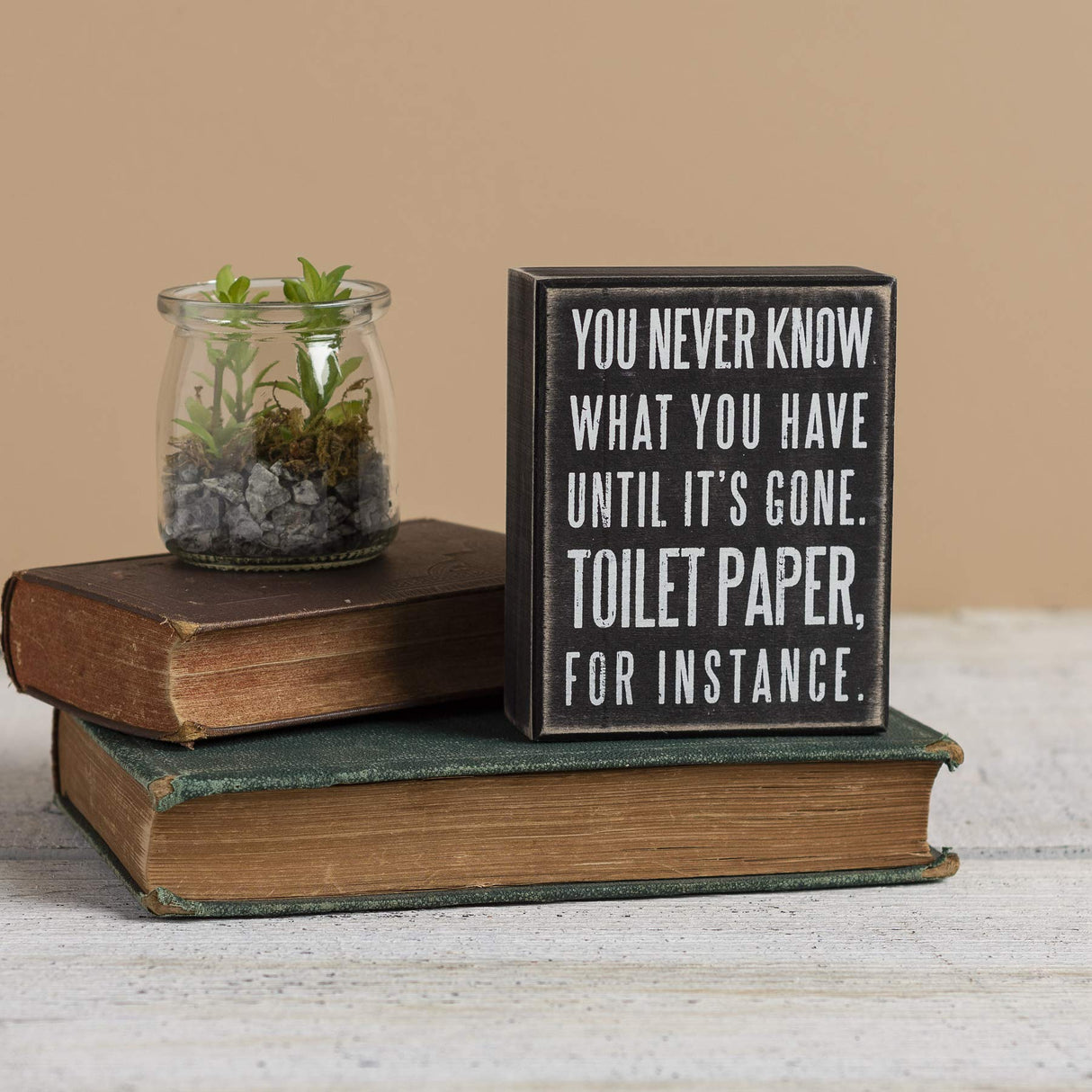 Primitives by Kathy Wooden Box Sign - Funny Bathroom Sayings, Wall Art/Home Decor, Farmhouse Style, Housewarming Gift, 4x5 IN Primitives by Kathy