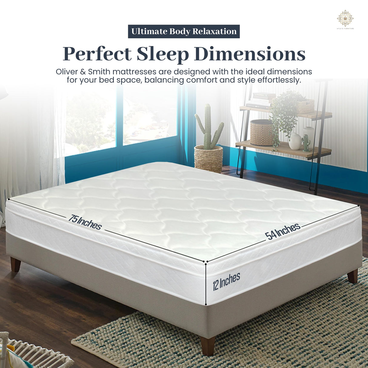 Aylas Furniture Full Size Mattress - 12 Inch Hybrid Mattress Full Size with High Density & Comfort Cold Foam with Continuous Coil Bonnell Springs - Eco-Friendly, Breathable Full Mattress Medium Firm Aylas Furniture