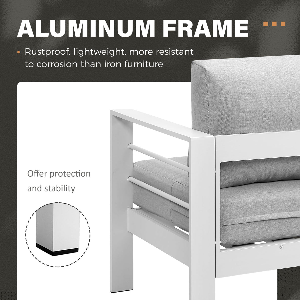 Solaste Aluminum Patio Furniture Set with Fire Pit Table, 6 Piece Sectional Metal Outdoor Furniture with Ottoman, Modern Patio Conversation Set Water-Resistant Cushion for Balcony, Front Porch, White Solaste