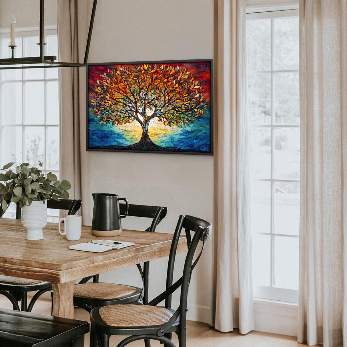 Stained Glass Puzzle for Adults 1000 Piece, Tree of Life Puzzles, Impossible Hard Difficult Challenging Puzzles for Adults, Colorful Mosaic Tree of Life Jigsaw Puzzle 1000 Pieces PICKFORU