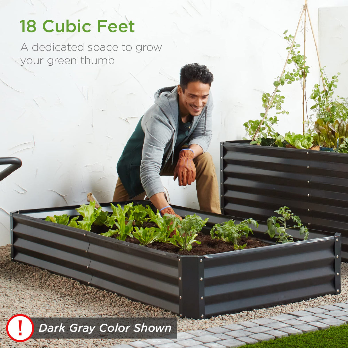 Best Choice Products 6x3x1ft Outdoor Metal Raised Garden Bed Box Vegetable Planter for Vegetables, Flowers, Herbs, and Succulents - Wood Grain Best Choice Products