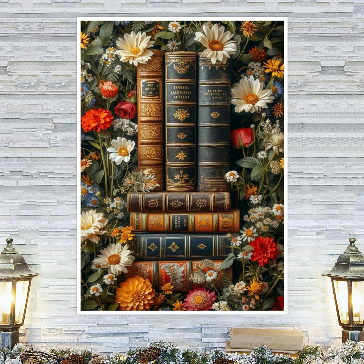 Books Diamond Art Kits for Adults, Flower 5D Diamond Painting for Adults, Gem Painting Kit Parts for Wall Home Decor Arts Craft 12x16 inch Clendo