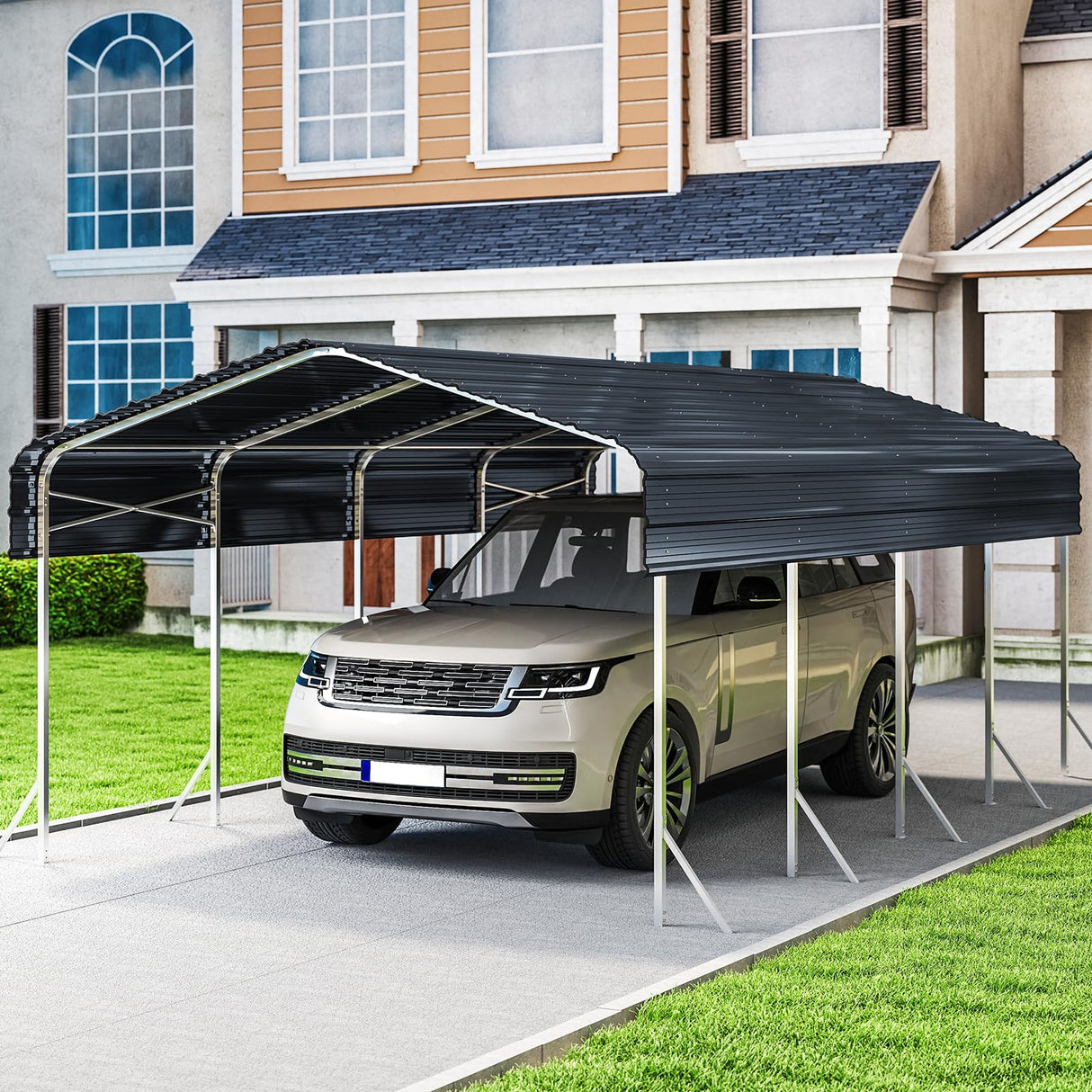 12x20 Ft Carport, Heavy Duty Metal Car Port, All-Weather Protection, Easy Assembly for Cars, Trucks, Boats, Tractors, and Outdoor Storage fuzzy-bird