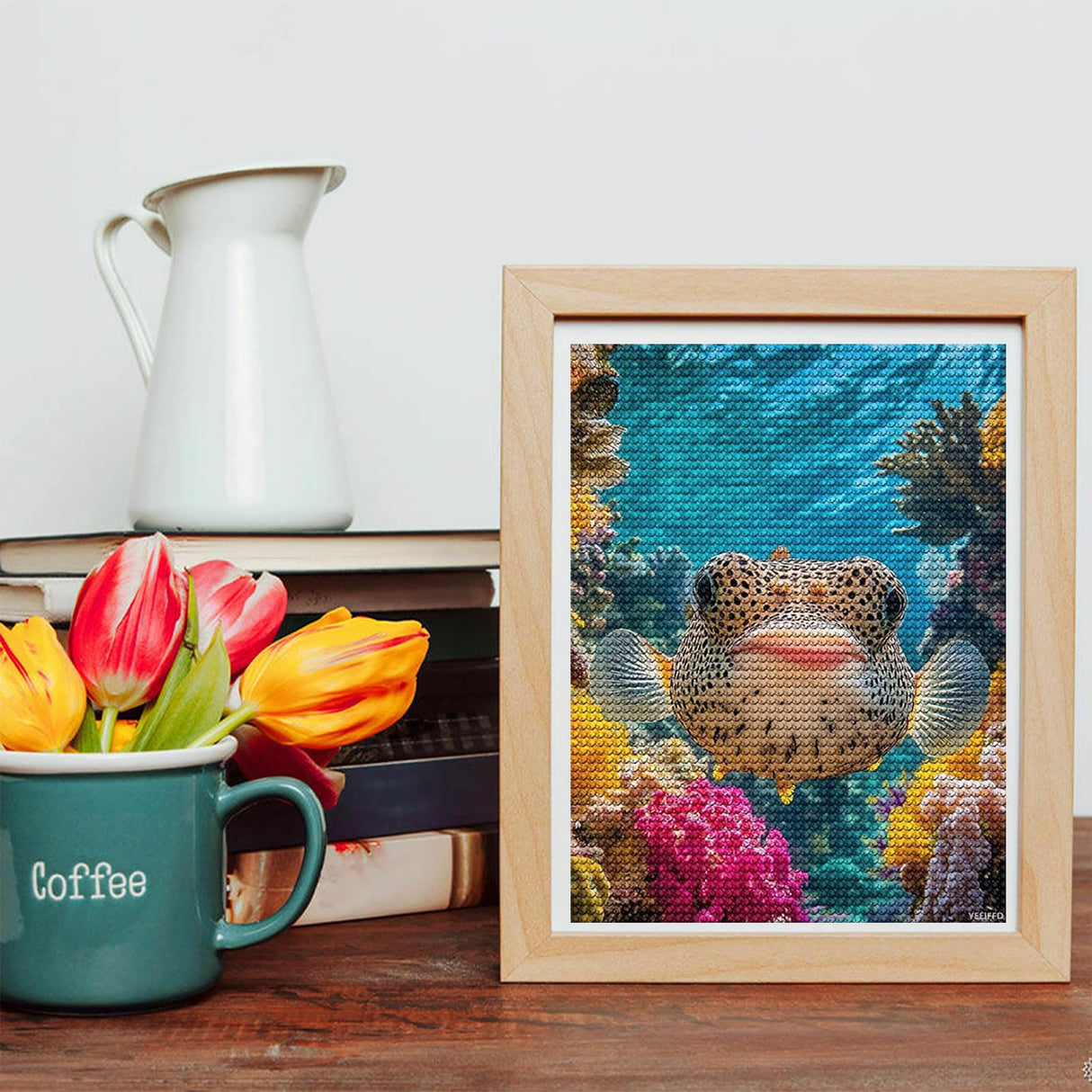 YEEIFFD Puffer Fish Coral Fish Personalized Diamond Painting Kits for Adults Round Full Drill Art Crafts Kits for Home Wall Decor 12x16 Inch YEEIFFD