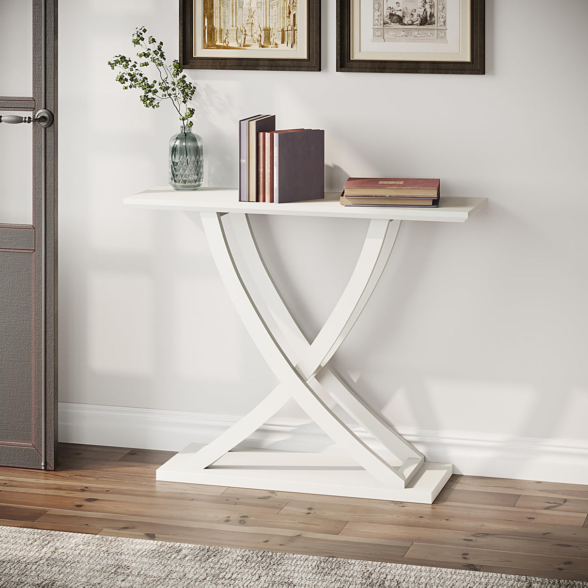 ChooChoo Console Table, Farmhouse Entryway Table for Hallway, 39 inch Wood Sofa Foyer Table with Storage for Entrance, Living Room, White ChooChoo