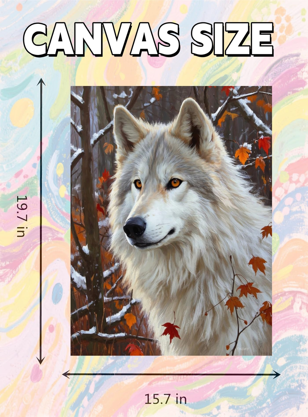 TINDAY Wolf Paint by Numbers Kit for Adults Paint by Numbers for Adults Beginner Painting by Number Kits for Adult on Canvas Acrylic Painting Home Decor Wall Decor Prefect for Gift 16x20 in TINDAY