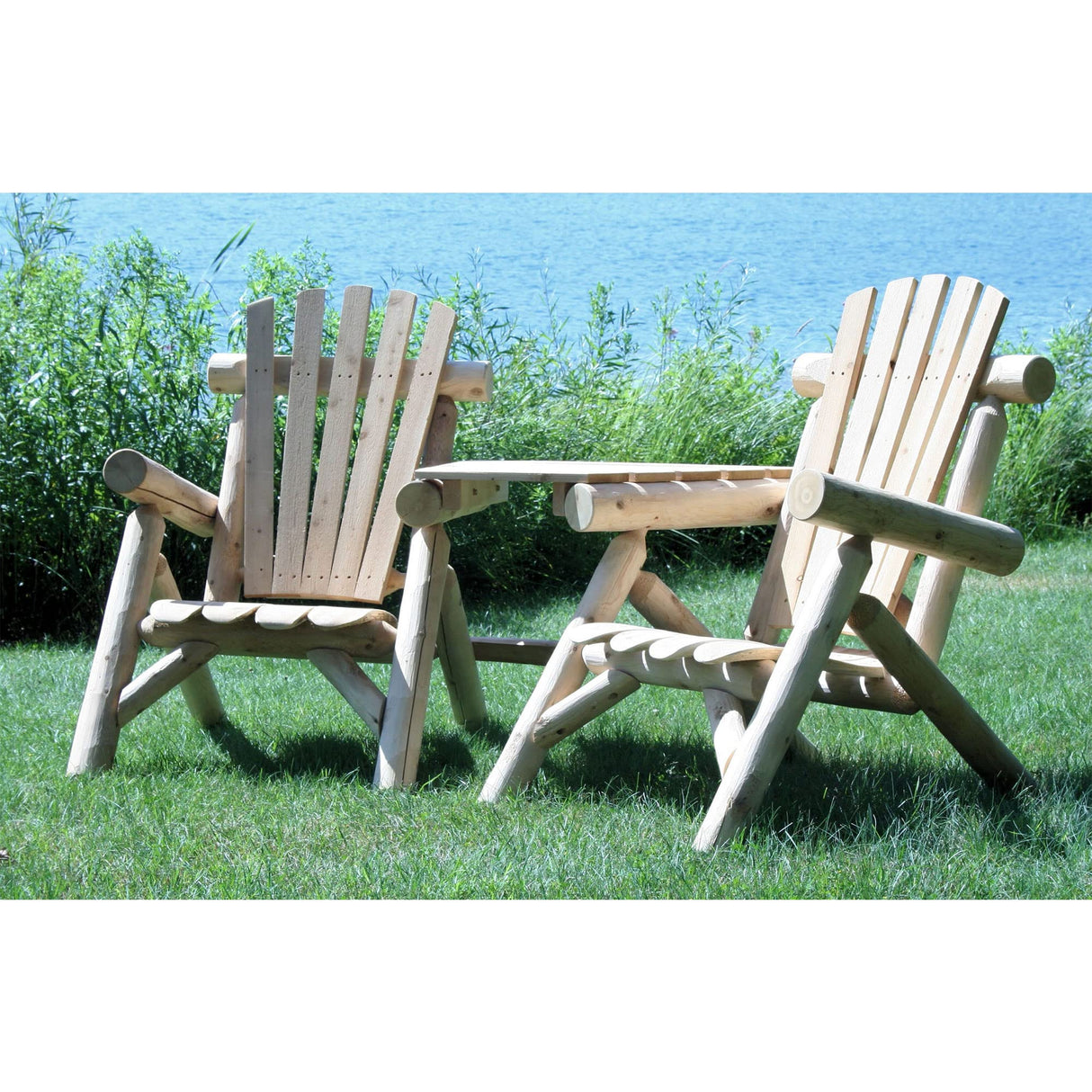 Lakeland Mills CFU329 Cedar Log Vista Tete Outdoor Chairs, Natural Lakeland Mills
