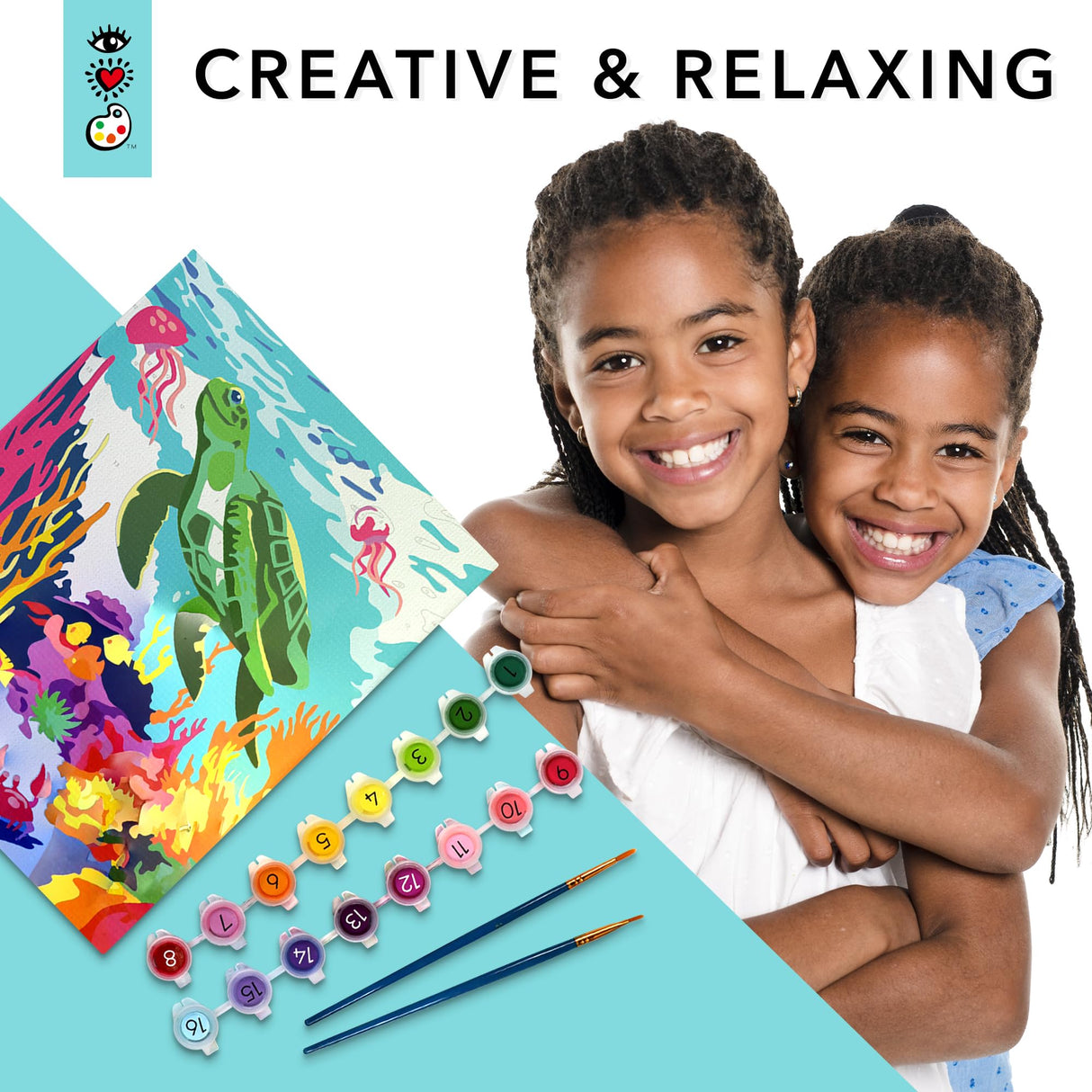 Bright Stripes Paint by Numbers Kit for Kids: Easy to Follow Paint by Numbers Canvas with Frame Kids Paint Kit (Amazing Ocean) Bright Stripes
