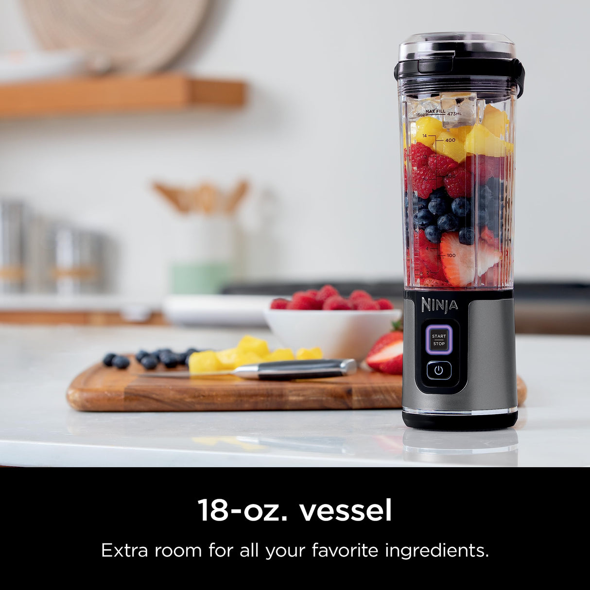 Ninja BC151BK Blast Portable Blender, Cordless, 18oz. Vessel, Personal Blender-for Shakes & Smoothies, BPA Free, Leakproof-Lid & Sip Spout, USB-C Rechargeable, Dishwasher Safe Parts, Black Ninja