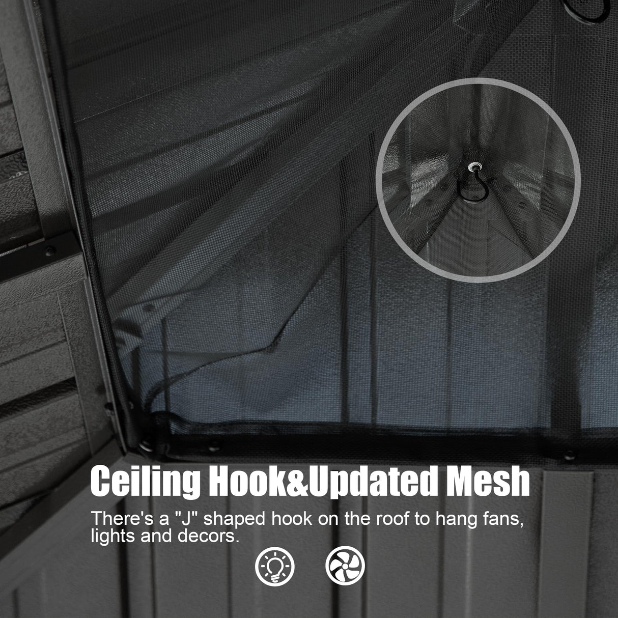 Domi 10x12FT Outdoor Gazebo, Hardtop Gazebo with Galvanized Steel Double Roof, Metal Gazebos with Drainage System Patio Pergola for Patio Deck Backyard,Curtain and Netting,Gray domi outdoor living