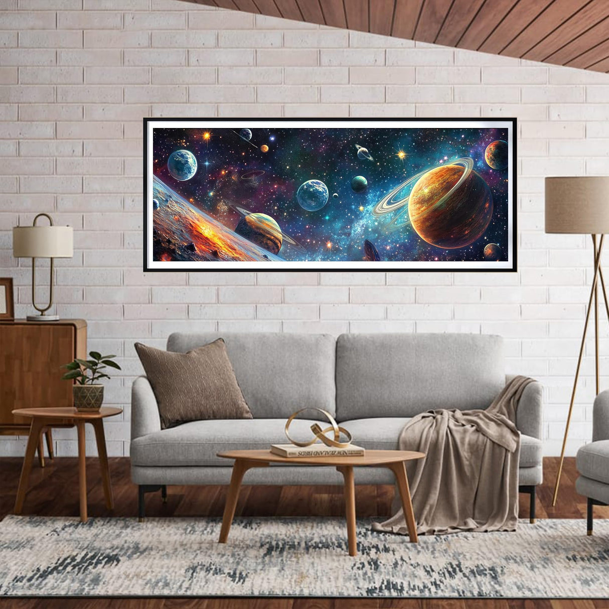 Yomiie 5D Large Diamond Art Kits for Adults, Planet Diamond Painting Art Cosmos DIY Full Round Drill Kits, Embroidery Rhinestone Diamond Crystal Craft Canvas Home Wall Decor 31.5x11.81 inch Yomiie