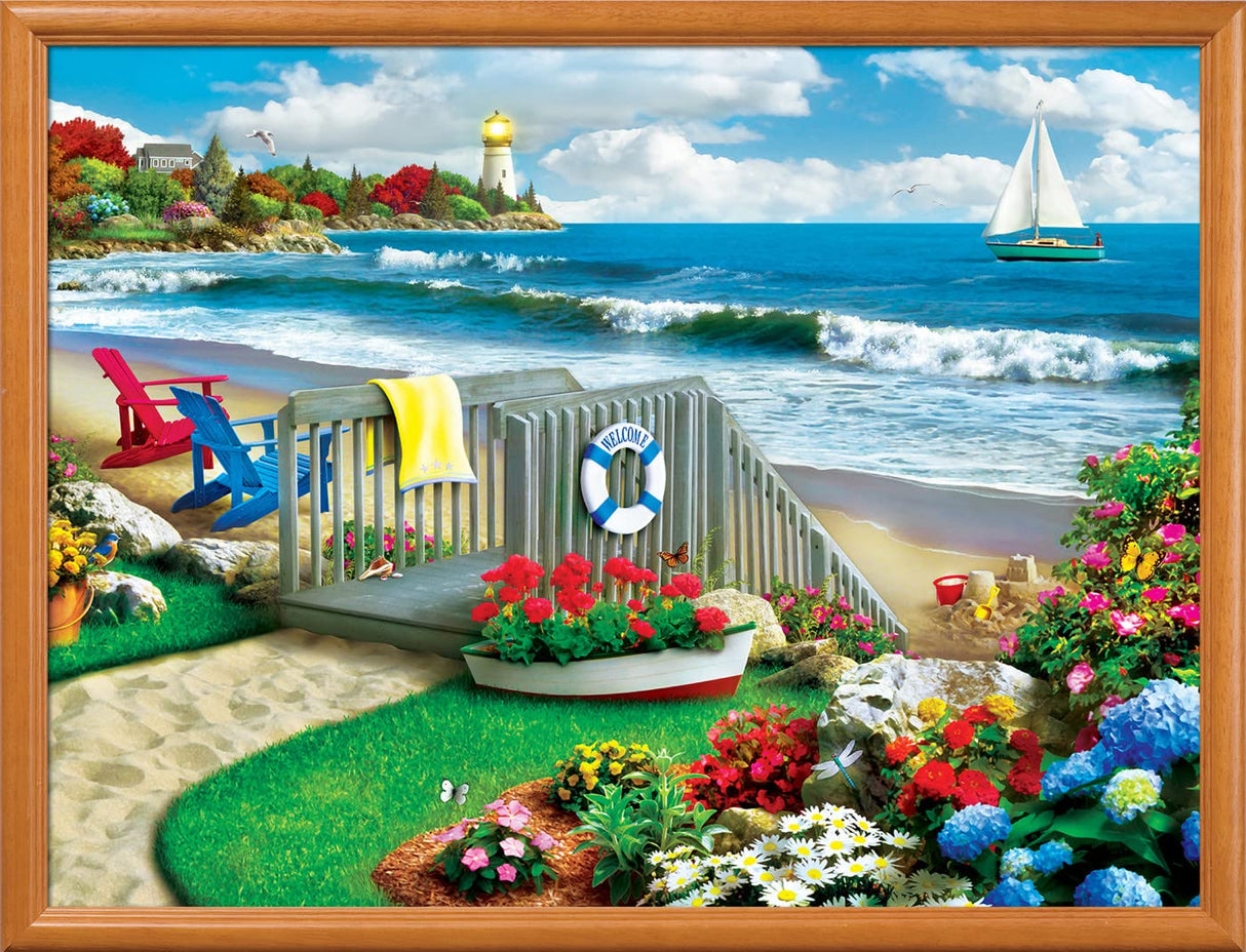 MasterPieces - 300 Piece Jigsaw Puzzle, Large EZ Grip Shapes, Coastal Getaway, Fun for Adults, Seniors, Family, Kids, Non-Glare Finish, 18"x24" Masterpieces