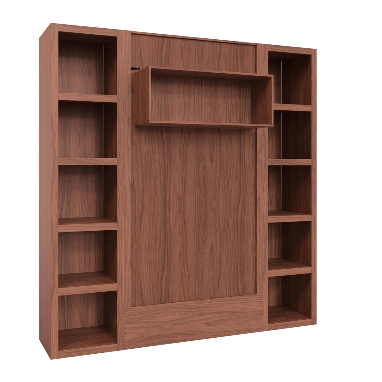 Oakland Living Easy-Lift Twin Murphy Wall Bed in Natural Brown Wood Grain with Two Bookshelves Oakland Living
