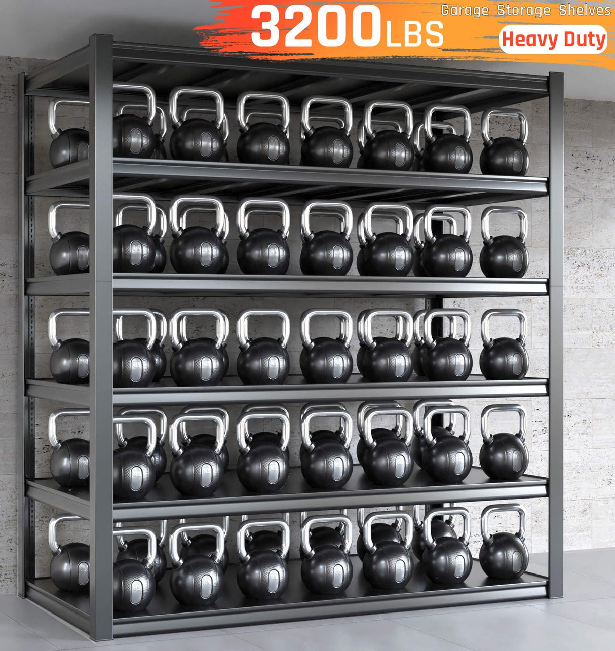 PMKES 52" W Garage Shelving Heavy Duty, Garage Storage Shelves 3500LBS Adjustable 6 Tier Metal Shelving Unit for Storage Rack, 84" H Industrial Storage Rack Shelf PMKES