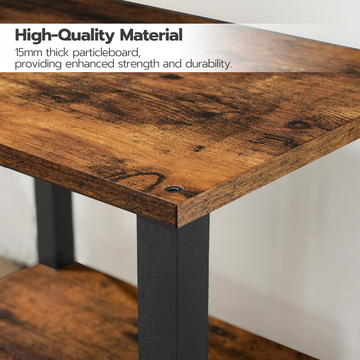 HOOBRO 2-Tier Printer Stand with Charging Station, Under Desk Printer Table, Printer Cart with Storage Shelves, Printer Shelf for Small Spaces, for Home Office, Rustic Brown and Black BF38UPS01 HOOBRO