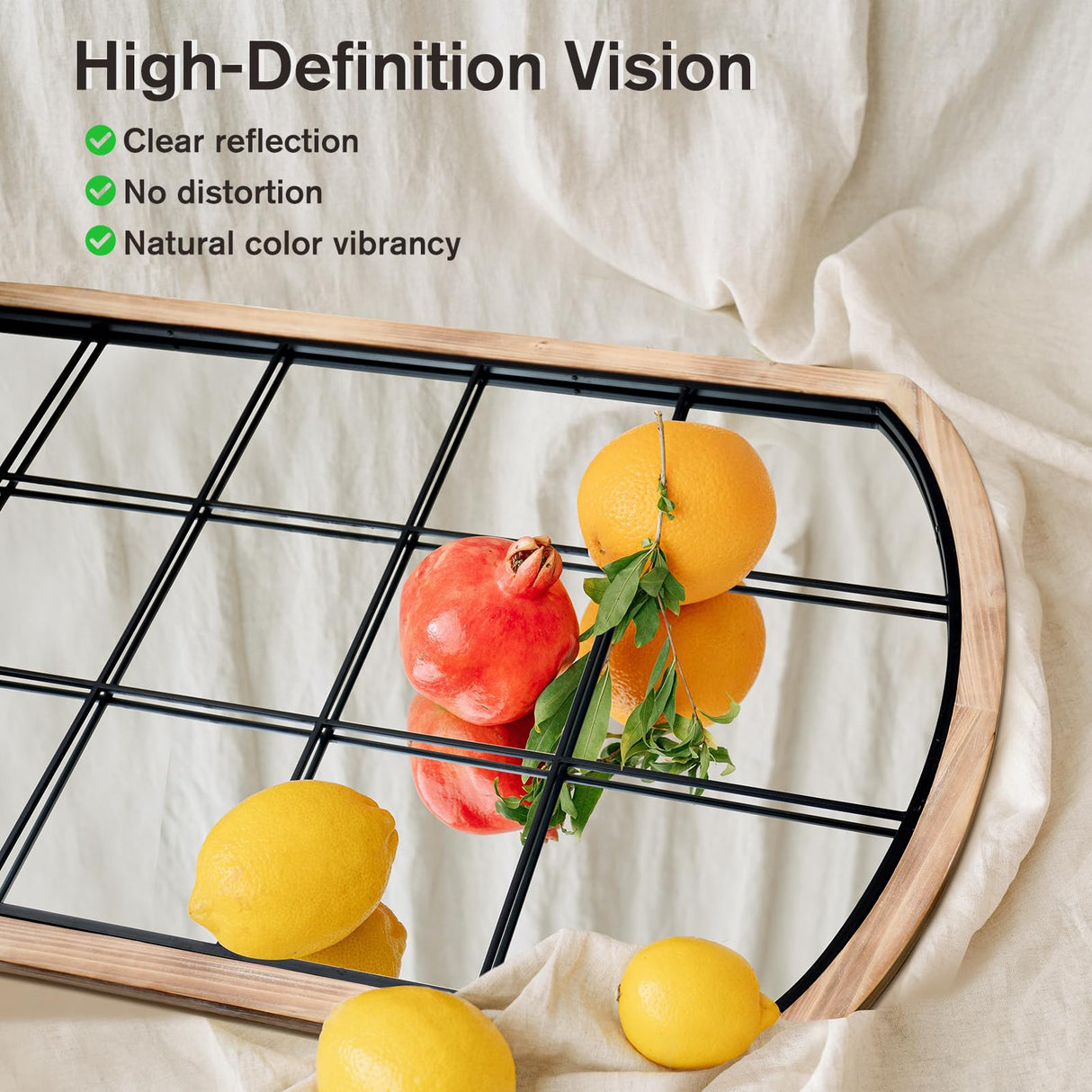 IPOUF Arch Window Mirror, 30X48 Farmhouse Arch Wall Mirror, Wood Framed Rustic Mirror Metal Inner Frame Mirror Decorative for Entryway & Living Room,Natural IPOUF