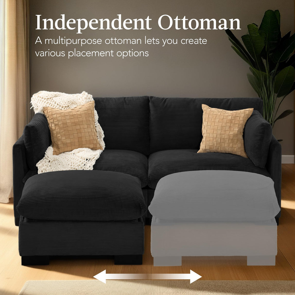 Best Choice Products Modern Loveseat Sofa for Living Room, Corduroy Recliner, Removable Cover, Spring Cushions, Solid Wood Frame, Easy Assembly for Small Spaces, 82in – Black Best Choice Products