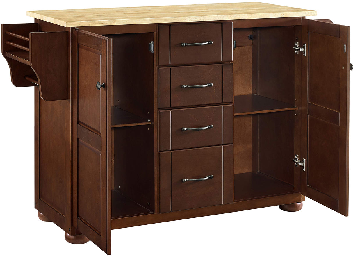 Crosley Furniture Eleanor Wood Top Kitchen Island with Spice Rack, Storage Drawers and Shelves, Mahogany Crosley Furniture