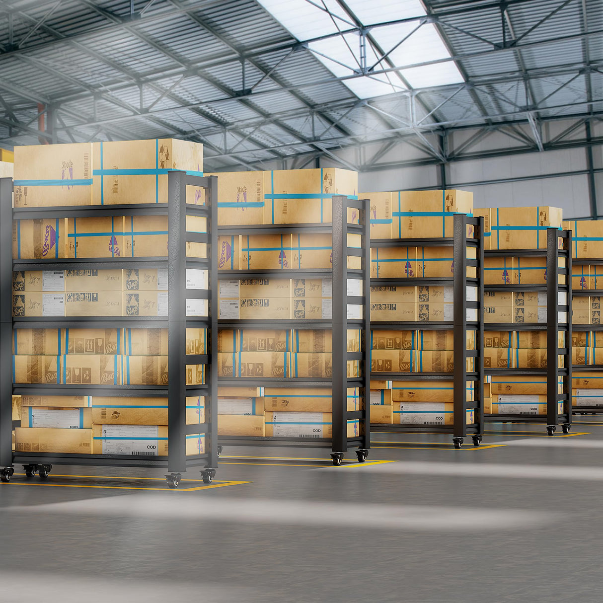 SFTORMAS 72" H Garage Shelving with Wheels Heavy Duty Storage Shelves Adjustable 5 Tier Metal Shelves for Garage Warehouse Basement Industrial Utility Racks,Black,72" HX35 WX15.75 D SFTORMAS